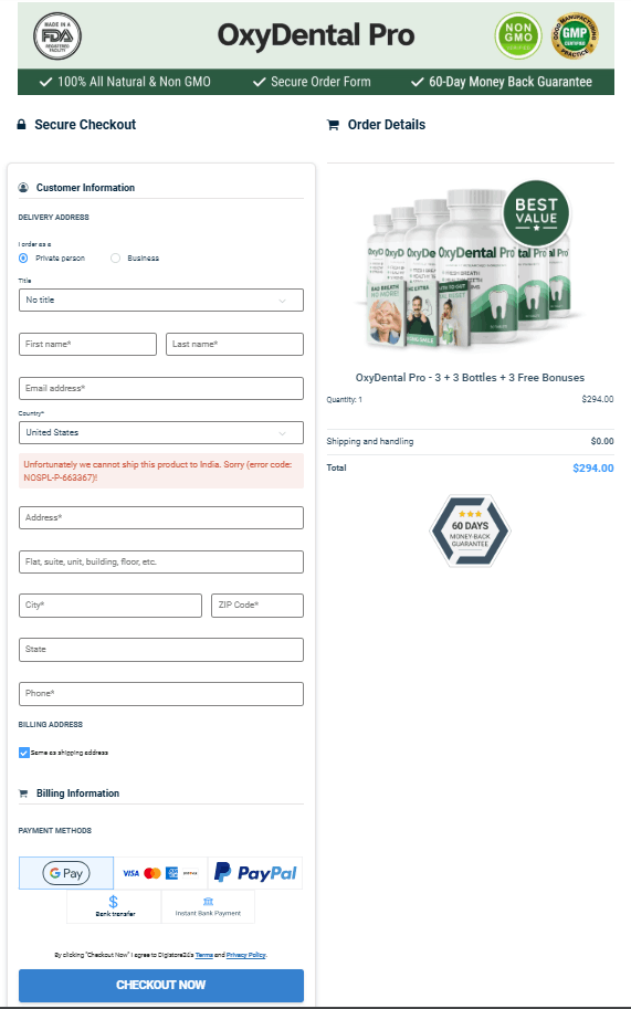 OxyDental Pro  Offer Checkout